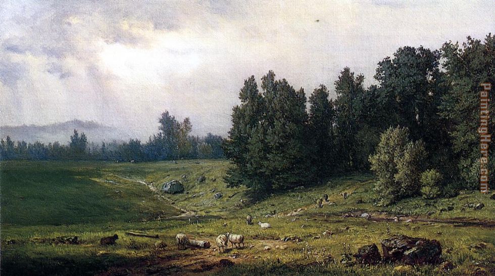 Landscape with Sheep painting - George Inness Landscape with Sheep art painting